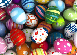 painted Easter eggs in all sort of colours